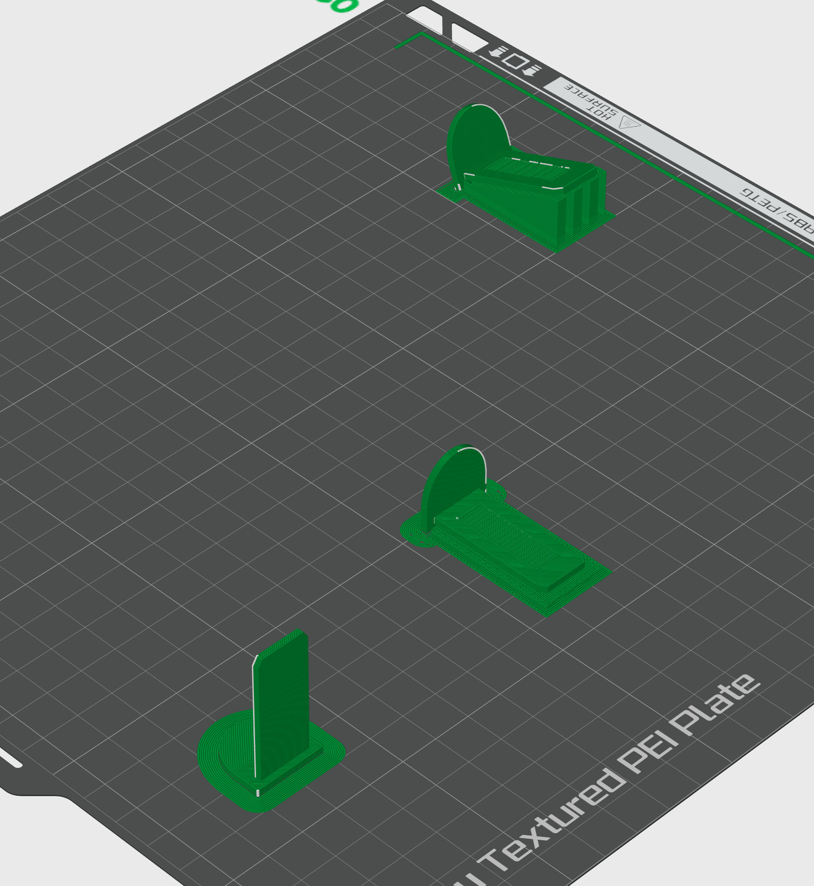 The three variants organized in the Bambu Slicer software